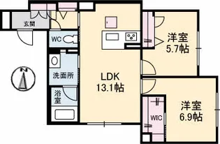 ベレオガーデンズ北方【1階】の間取り