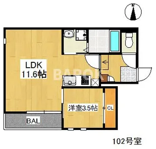 Grandtic Preston西新南【2階】の間取り