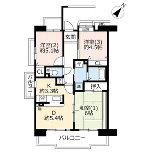 URコンフォール南浦和【8階】の間取り