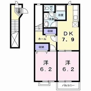 クレセント佃S(サウス)【2階】の間取り