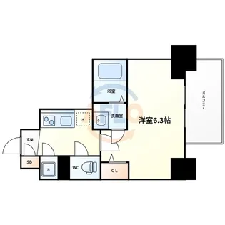 エスリード松屋町グレイス【9階】の間取り