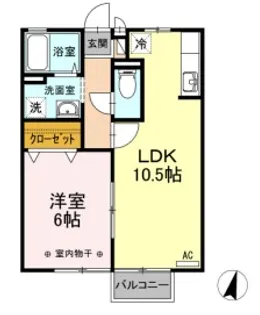 山梨県甲府市伊勢4【アパート】の間取り