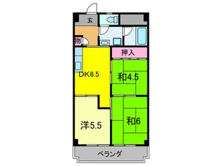 花園マンション巽【5階】の間取り