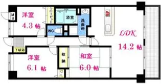 ダイアパレスウエストシティ【7階】の間取り