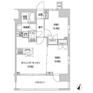 ラクラス幡ヶ谷【14階】の間取り