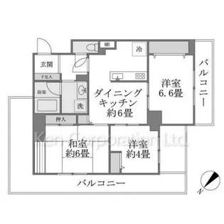 リエール若松町【4階】の間取り