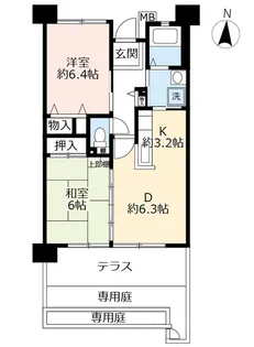 UR奈良学園前・鶴舞【1階】の間取り