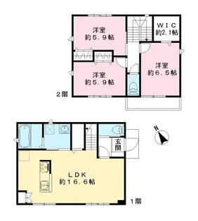 千葉県市川市須和田2【一戸建】の間取り