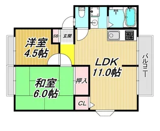 ドエル・ヒロ武庫之荘 A棟【2階】の間取り