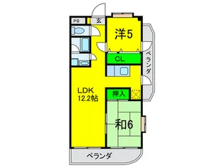 ペガサスII番館住之江【4階】の間取り