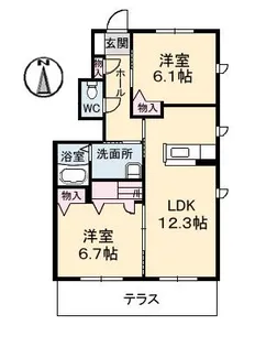 シャーメゾン クレール A棟【1階】の間取り