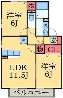 ロジュマンミヤカイドウA【2階】の間取り