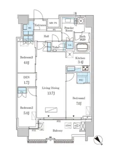 レガシス中目黒【14階】の間取り