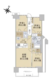 オハナ鶴間ガーデニア【7階】の間取り