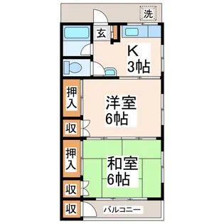 古閑アパート(黒髪1丁目)【2階】の間取り