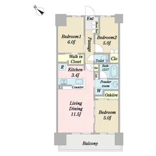 ファインシティ東松戸【12階】の間取り