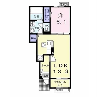 ルミエールB(姉崎)【1階】の間取り