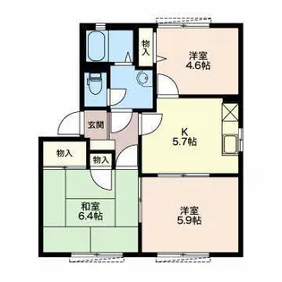 オーシャンビュー若松B【1階】の間取り