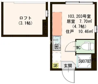 東京都中野区中央1【アパート】の間取り