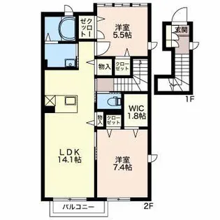 カプリレモン【1階】の間取り