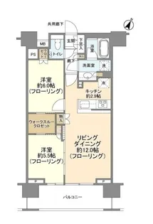 東京都新宿区若松町【マンション】の間取り