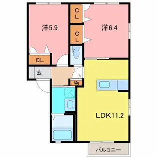 メゾン大溝【1階】の間取り