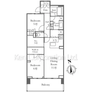 プラウド大井ゼームス坂【7階】の間取り