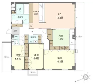 アトリウム白鷺【2階】の間取り