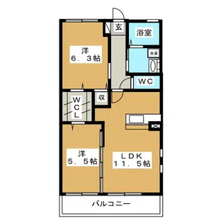 ルミエールあま【1階】の間取り