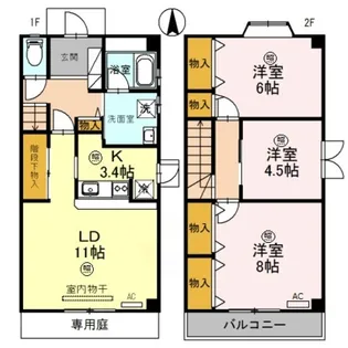 ルミエール龍野 B棟【2階】の間取り