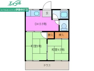 コーポ一本松【1階】の間取り