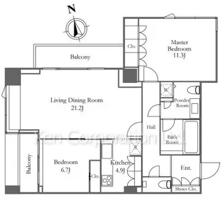 ザ・ウエストミンスター六本木【7階】の間取り