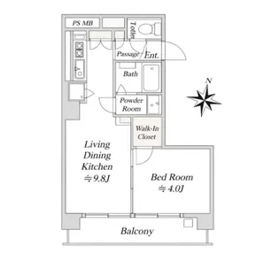 第15宮廷マンション【2階】の間取り