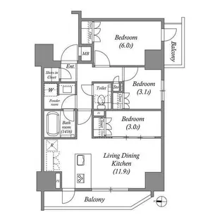 ACP Residence 錦糸町【3階】の間取り
