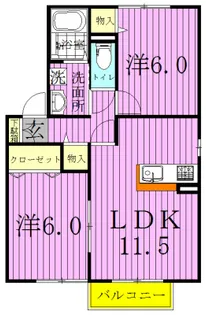 クレールルピナスB【2階】の間取り