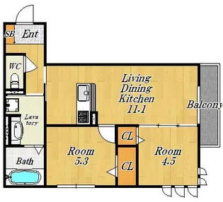 ラ・グラ・フォンティーヌ【1階】の間取り