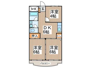 南浦和レジデンス【2階】の間取り