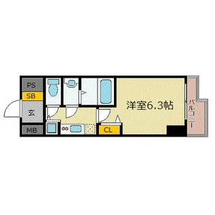 エス・キュート京町堀【13階】の間取り