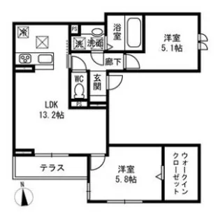 Passaro Grande 北田辺【1階】の間取り