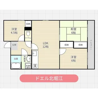 ドエル北堀江【8階】の間取り