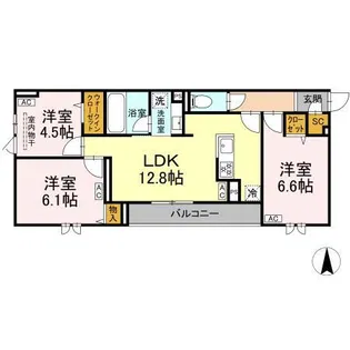 セレスティア西加平【2階】の間取り