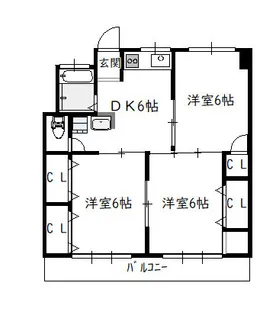 第2横山ビル(3DK)【4階】の間取り