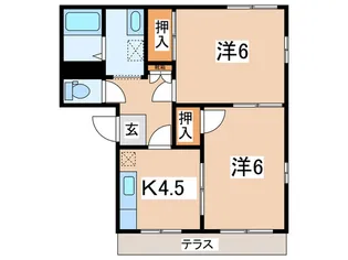 KプラットハウスB棟【1階】の間取り