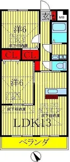 グロワール・エーリ弐番館【2階】の間取り
