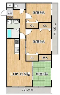 アヴァンス八幡【4階】の間取り