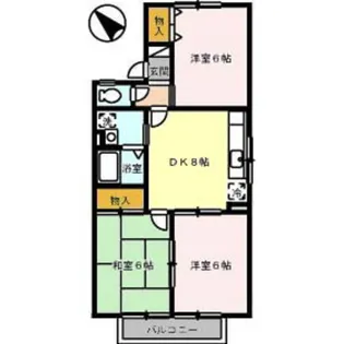 ディアコート八幡【1階】の間取り