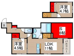 リッチグレイス【1階】の間取り