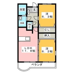 セレニータ B棟【2階】の間取り