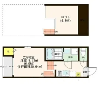 ハーモニーテラス旭ヶ丘II【2階】の間取り