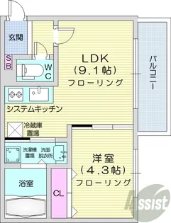 ロアジ南郷【4階】の間取り